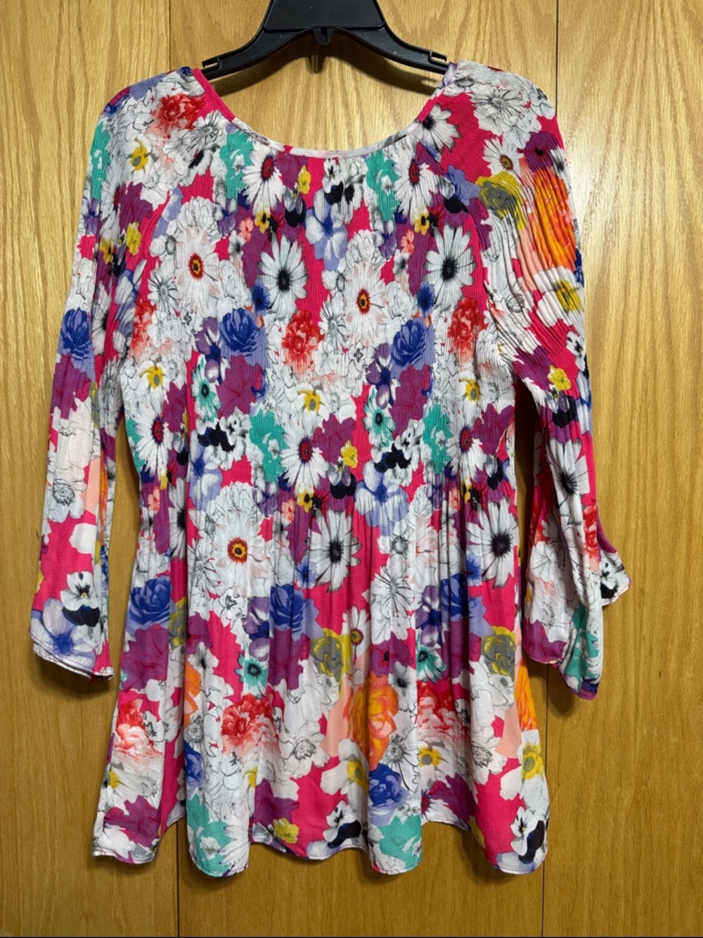 Spense Floral Scoop-Neck Tunic Top - Pink Multi - Picture 4 of 6